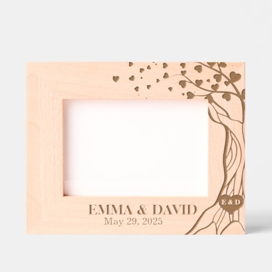 Elegante romantische boom hart bruiloft voor koppe gegraveerde lijstjes (Voorkant)