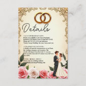 Elegante romantische bruid en bruidegom bloemenbru informatiekaartje (Voorkant)