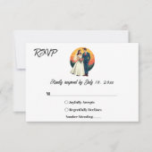 Elegante romantische bruid en bruidegom zonsonderg RSVP kaartje (Voorkant)