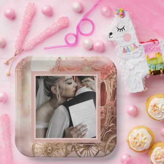 Elegante  romantische bruiloft papieren bordje (Feest)