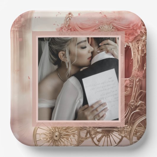 Elegante romantische bruiloft papieren bordje (Voorkant)