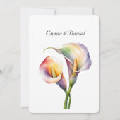 Elegante romantische Calla Lily Soft Waterverf Pas Kaart (Achterkant)