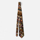 Elegante romantische donkere bloemen bruidegoms br stropdas (Achterkant)