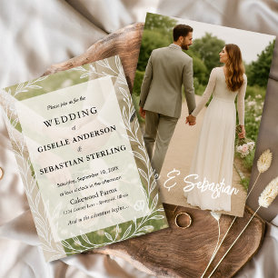 Elegante romantische fotoscript moderne bruiloft kaart