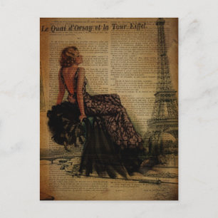 Elegante romantische girly Paris mode Briefkaart