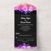 Elegante romantische gloed Rozen Neon bloemenbruil All In One Uitnodiging (Binnen)