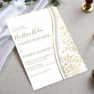 Elegante Romantische Gouden Nuestra Boda Spaanse B Kaart