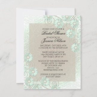 Elegante romantische groene damast bruids uitnodig kaart