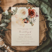 Elegante romantische Herfst bloemenrood bruiloft Kaart