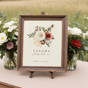 Elegante romantische Herfst Floral bruiloft gunste Foto Afdruk