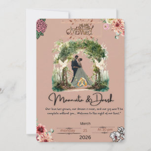 Elegante Romantische Huwelijksuitnodiging Love Nig Kaart