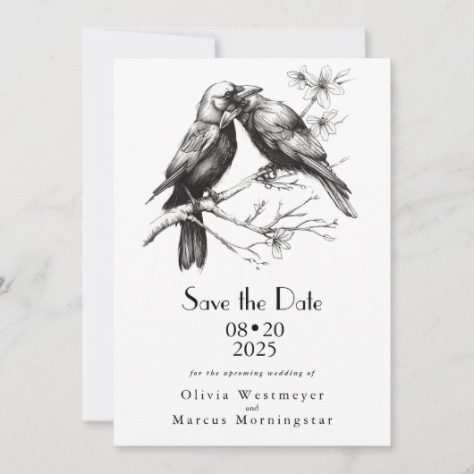 Elegante romantische kraaienliefhebbers kaart (Voorkant)