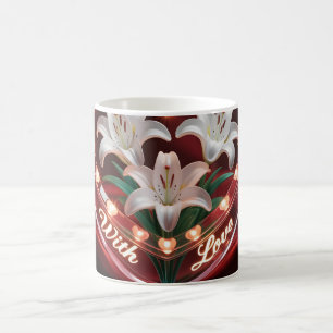 Elegante Romantische Lelieboeket in Verlicht Hart Koffiemok