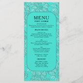 Elegante romantische madeliefjes bloementurquoise  menu (Voorkant)