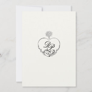 Elegante Romantische Monogram Classy Huwelijksuitn Kaart