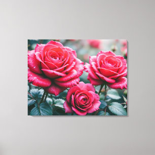 Elegante Romantische Rode Rozen Bloemstuk Canvas Afdruk