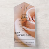 Elegante romantische roze roos bloem bloemige Trou All In One Uitnodiging (Binnen)