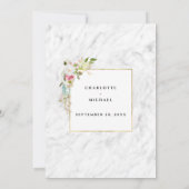 Elegante Romantische Roze Waterverf Bloemen Huweli Kaart (Achterkant)