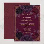 Elegante Romantische Rozen Gotische bruiloft Save The Date (Voorkant / Achterkant)
