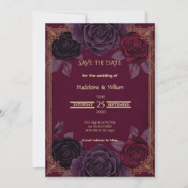 Elegante Romantische Rozen Gotische bruiloft Save The Date