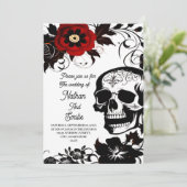 Elegante Romantische Schedel gotische bruiloft uit Kaart (Staand voorkant)