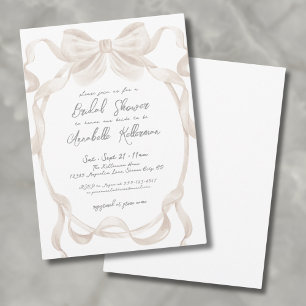 Elegante Romantische Strik Whimsical Bruidsfeest Kaart