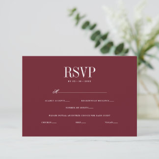 Elegante Romantische Trouwdag Hoofdgerecht Keuze RSVP Kaartje