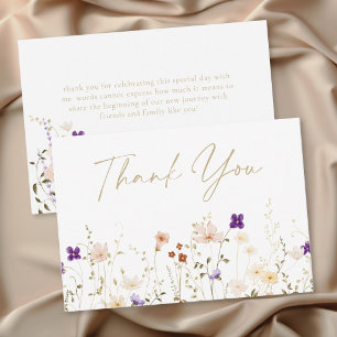 Elegante Romantische Wilde Bloemen Bruidsdouche Bedankkaart