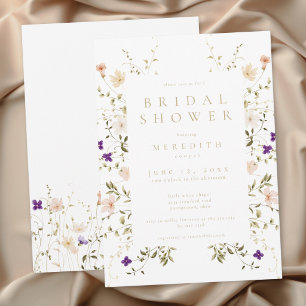Elegante Romantische Wilde Bloemen Bruidsdouche Kaart