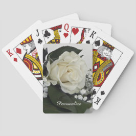 Elegante & Romantische Witte Roos Personaliseer Pokerkaarten