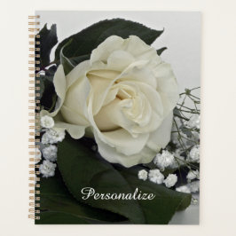 Elegante & Romantische Witte Roos Persoonlijk Gesc Planner