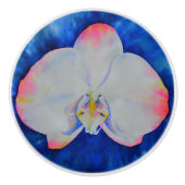 Elegante romantische witte roze waterverf orchidee keramische knop (Voorkant)