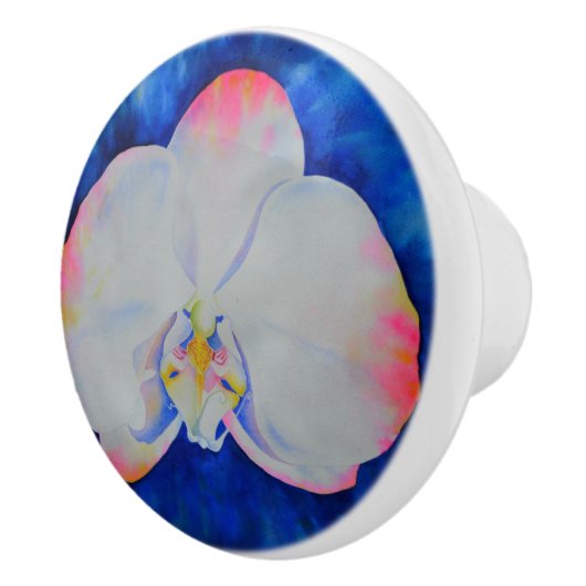 Elegante romantische witte roze waterverf orchidee keramische knop (Rechts)