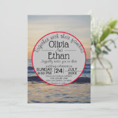 Elegante romantische Zee Waves Sunset Beach bruilo Kaart (Staand voorkant)