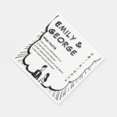 Elegante romantische zwart-wit stripboek bruiloft servet (Hoek)