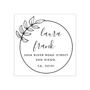 Elegante ronde paar namen bruiloft retour adres rubberstempel