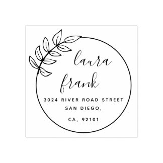 Elegante ronde paar namen bruiloft retour adres 	rubberstempel