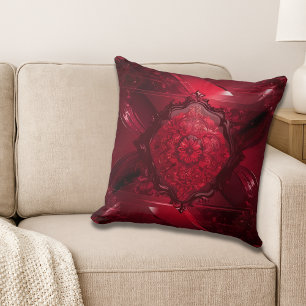 Elegante Rood Bloemmotief Kussen