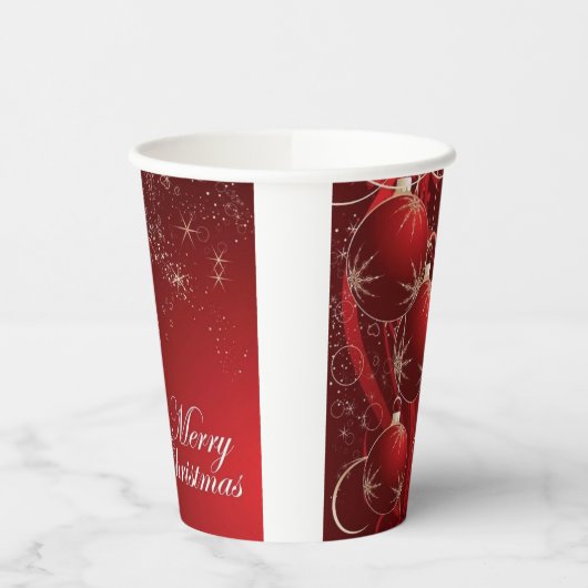 Elegante Rood en goud feestelijke vrolijke kerst Papieren Bekers (Links)