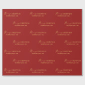 Elegante Rood en Goud Prettig Kerstmis Familienaam Cadeaupapier (Vlak)