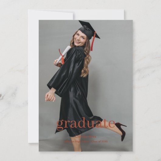 Elegante rood en wit afstudeerfeest uitnodiging (Achterkant)