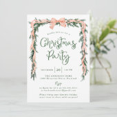 Elegante rood gestreepte boog groen kerstfeest kaart (Staand voorkant)