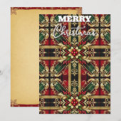 Elegante rood groen goud feestelijke ruit  feestdagenkaart (Voorkant / Achterkant)