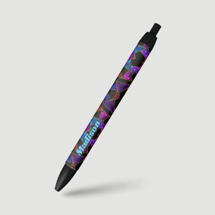 Elegante rood paarse meisjesachtige geometrische zwarte inkt pen