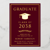 Elegante rood-wijnkleurige aankondiging van afstud (Voorkant)