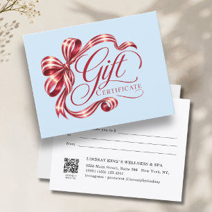 Elegante rood-wijnkleurige strik QR-code cadeaubon