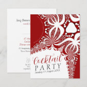 Elegante Rood & Wit Batik Cocktail Party Kaart (Voorkant / Achterkant)