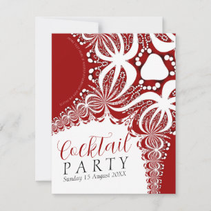 Elegante Rood & Wit Batik Cocktailparty Kaart