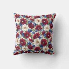 Elegante rood wit blauw bloem kussen
