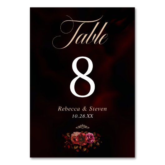 Elegante rood zwart bloemig Huwelijk romantisch me Kaart (Voorkant)